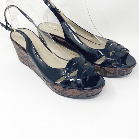 Tahari Shoes - Tahari New Black Patent Steffi Wedge Sandal